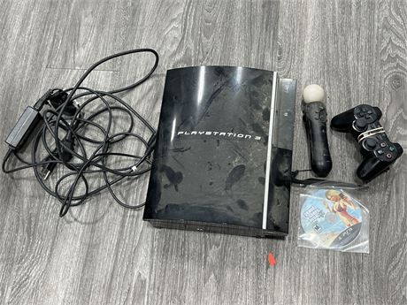 PS3 CONSOLE W/ACCESSORIES & GAME - UNTESTED