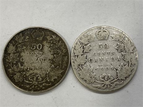 1909 + 1914 50 CENT COINS