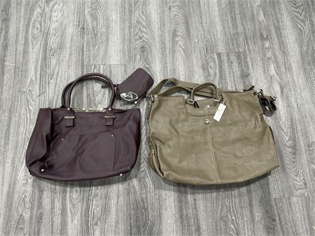 2 NEW W/ TAGS PURSES - LARGEST IS 19” WIDE