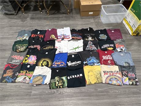 LARGE LOT OF MISC CONCERT, MUSIC RELATED & OTHER T SHIRTS - SOME VINTAGE