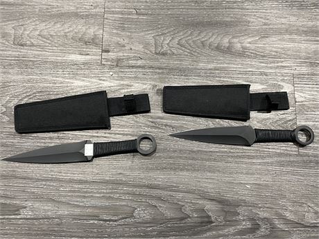 2 NEW LARGE THROWING KNIFE W/ SHEATH - 12” LONG