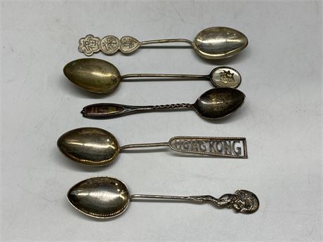 5 OLD CHINESE SILVER SPOONS