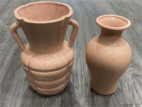 2 60’S PINK WEST GERMANY VASES (TALLEST IS 9.5”)
