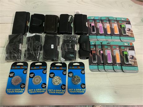LOT OF PHONE HOLDERS $ PHONE GRIPS