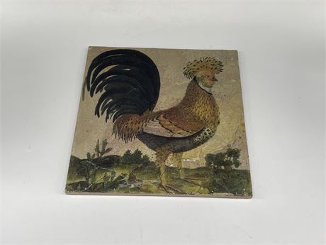 STONE WALL PLAQUE PAINTED ROOSTER (12x12”)