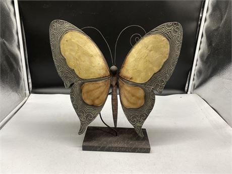 LARGE METAL BUTTERFLY DISPLAY ON STAND (15” tall x 16” wide)