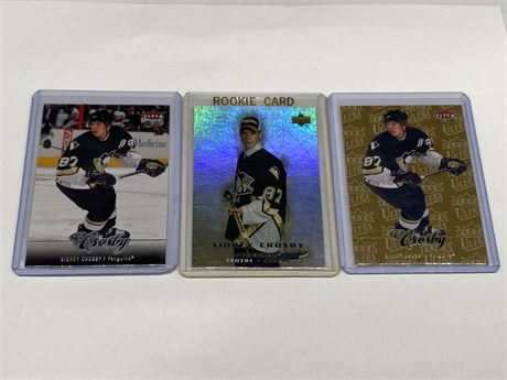 3 CROSBY CARDS INCLUDING ROOKIE