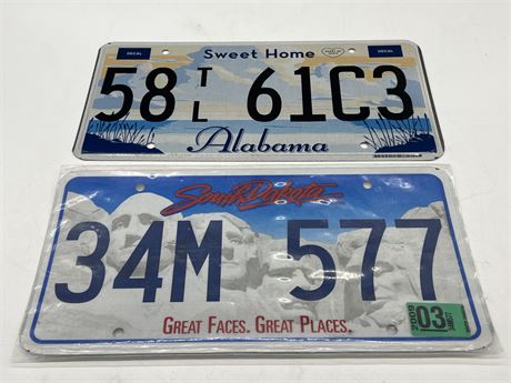 2 COLLECTABLE LICENSE PLATES