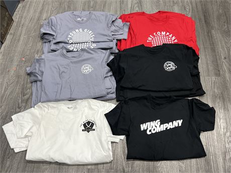LARGE LOT OF NEW T-SHIRTS BY “WING COMPANY” VARIOUS SIZES
