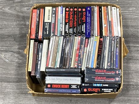 BOX OF 70 CD BOX SETS, AND SINGLES - GOOD TITLES - EXCELLENT TO NM