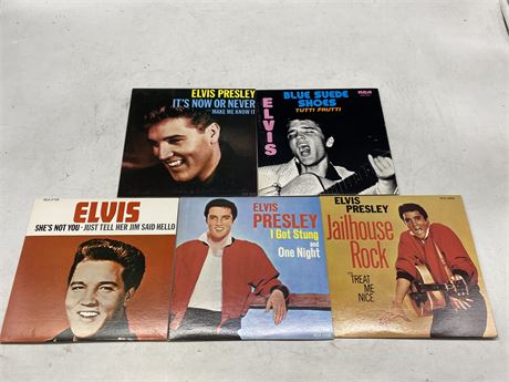 5 ELVIS COLLECTOR RECORDS 45’S - ALL NM