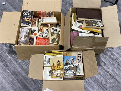 3 BOXES OF VINTAGE BOOKS - MOSTLY WESTERN & TARZAN