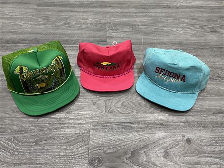 3 VINTAGE HATS - MONTANA, SEDONA & OREGON