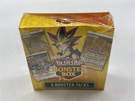 SEALED YU-GI-OH MONSTER BOX - 8 BOOSTER PACKS - BOX HAS DAMAGE