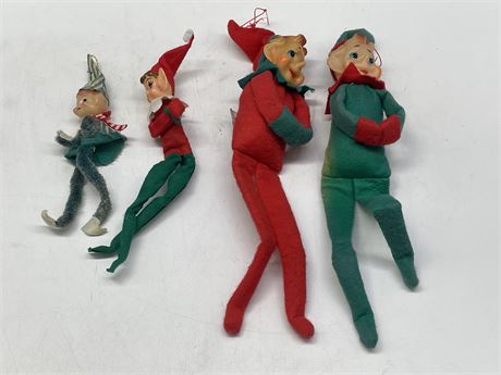 4 1960’S CHRISTMAS ELVES MADE IN JAPAN