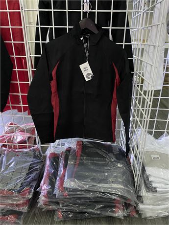 QTY 17 - BLACK AND RED ATHLETIC JACKETS (Small)