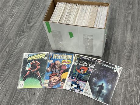 SHORT BOX OF MARVEL BACK ISSUE COMICS - BAGGED & BOARDED, NO DOUBLES