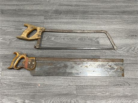 2 VINTAGE MEAT HAND SAWS (30”X5”)