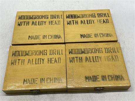 LOT OF 4 WOODWORKING DRILL BITS WITH ALLOY HEADS