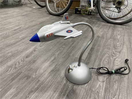GOOSE NECK FIGHTER JET TABLE LAMP - 16” TALL