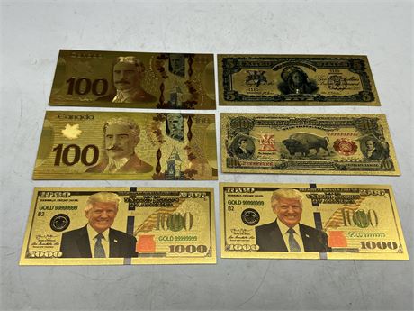 6 COLLECTABLE GOLD FOIL BILLS