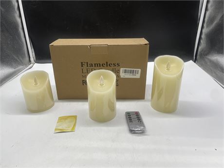 (3 NEW IN BOX) FLAMELESS LED CANDLES