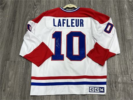 SIGNED GUY LAFLEUR MONTREAL CANADIANS JERSEY SIZE XL