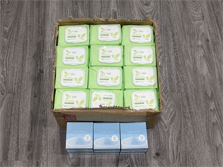 36 NEW 90 PACKS OF MOISTURIZING CLEANING WIPES & 6 NEW FACIAL MASKS