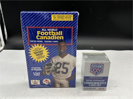 SEALED NFL PROSET SUPERBOWL COMMEMORATIVE SET & 1991 CFL SET