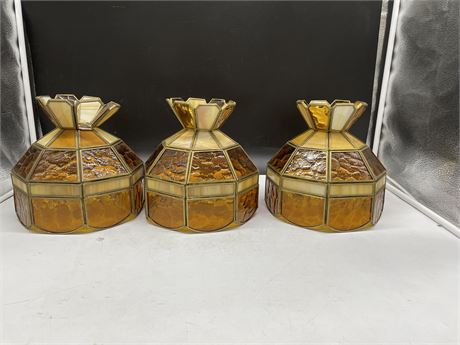 3 STAINED GLASS LAMP SHADES 8”x8”