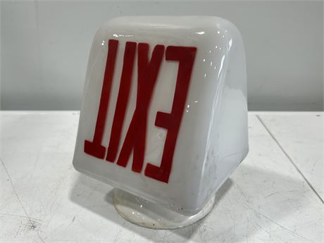 VINTAGE MILK GLASS EXIT SIGN (9” tall)