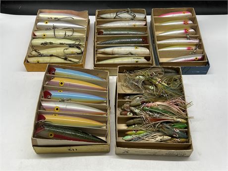 5 BOXES OF VINTAGE FISHING LURES