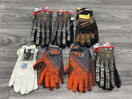 7 NEW PAIRS OF WORK GLOVES - SIZE L/XL