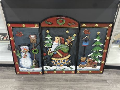 CHRISTMAS THEMED FIRE PLACE SCREEN - 1PC HAS A DETACHED HINGE 29”x15” PER PIECE