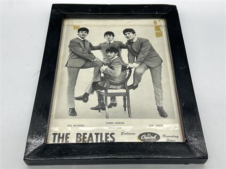 THE BEATLES ORIGINAL CAPITOL RECORDS 1964 PHOTO IN FRAME - 10” X 13”