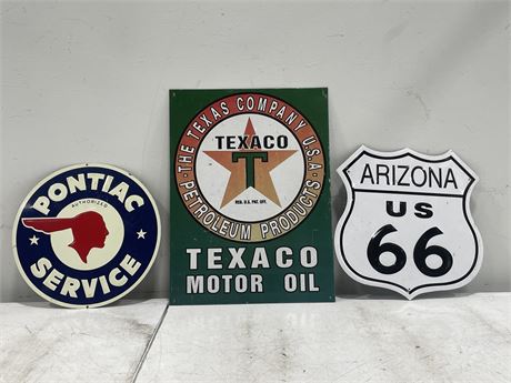 3 METAL MAN CAVE SIGNS (LARGEST 12”x16”)