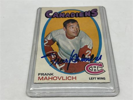 FRANK MAHOVLICH AUTOGRAPHED CARD