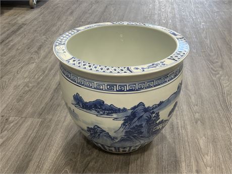LARGE CHINESE FLOWER POT (16” wide, 14” tall)