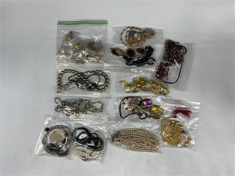 12 BAGS OF VINTAGE JEWELRY