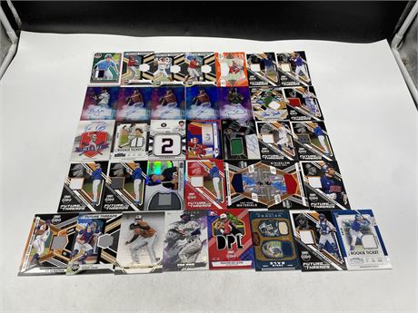 36 ASSORTED MLB CARDS INCL: AUTO, ROOKIES, JERSEY, ETC