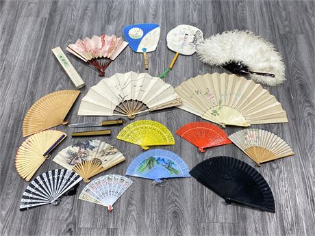 VINTAGE JAPANESE HAND FANS & MISC ITEMS