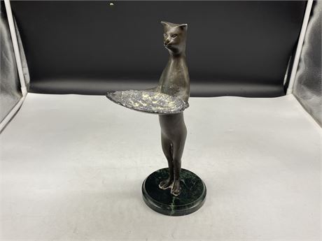 CAST METAL MANX CAT MARBLE MOUNT (13” tall, no tail)