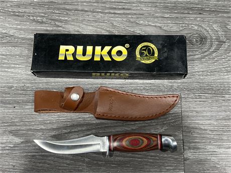 NEW RUKO KNIFE W/ SHEATH - 8” LONG