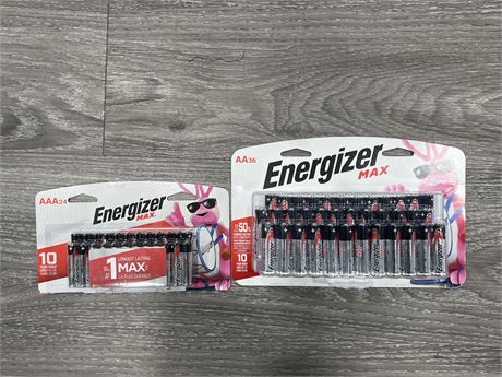 (2) NEW PACKS OF ENERGIZER MAX BATTERIES - AAA24 & AA36