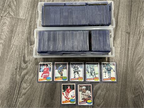 2 BOXES OF 1980/81 NHL CARDS IN TOP LOADERS