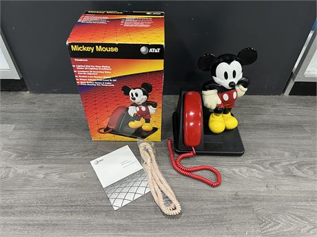 1991 MICKEY MOUSE PHONE WORKING W/BOX & ACCESSORIES (15” tall)