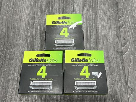 3 NEW GILLETTE LABS CARTRIDGES