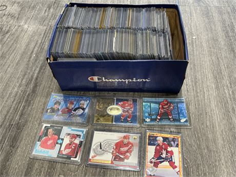 COLLECTION OF STEVE YZERMAN CARDS IN TOP LOADERS