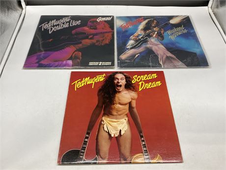 3 TED NUGENT RECORDS - EXCELLENT (E)