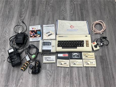 VINTAGE COMMODORE VIC20 W/ CORDS & GAMES + COMMODORE C2N CASSETTE UNIT & OTHERS